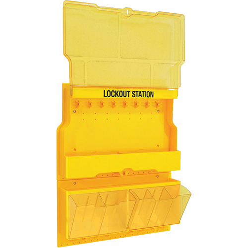 Deluxe Lockout Station with Cover and Trilingual Labels, None Padlocks, 32 Padlock Capacity, Padlocks Not Included Solutions industrielles ALPHA