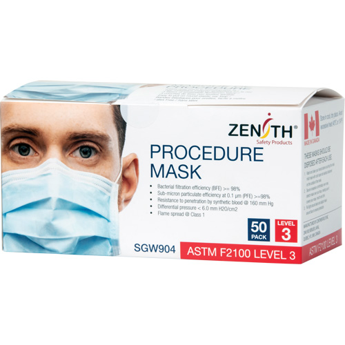 Disposable Procedure Face Masks, ASTM F2100 Level 3, Class 1 Solutions industrielles ALPHA