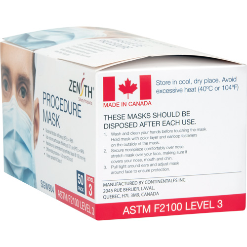 Disposable Procedure Face Masks, ASTM F2100 Level 3, Class 1 Solutions industrielles ALPHA