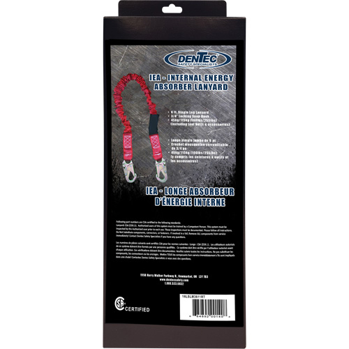 ShockSorb Internal Shock Lanyard, 6', Snap Hook Center, Snap Hook Leg Ends, Polyester Solutions industrielles ALPHA