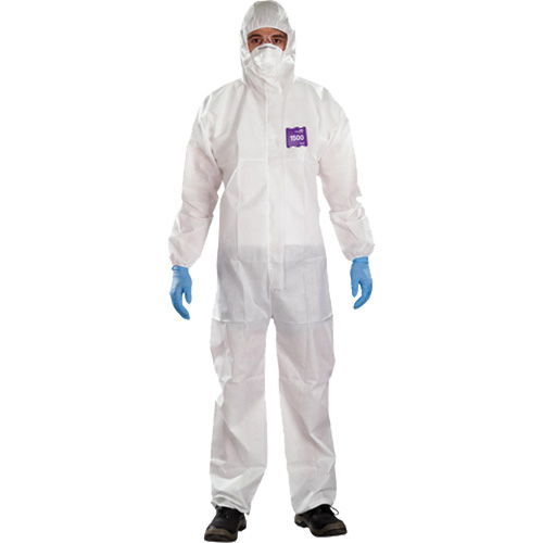 Combinaison 3 pi&egrave;ces avec capuchon AlphaTec Microchem r&eacute;sistant aux produits chimiques, 2T-Grand, Blanc Solutions industrielles ALPHA