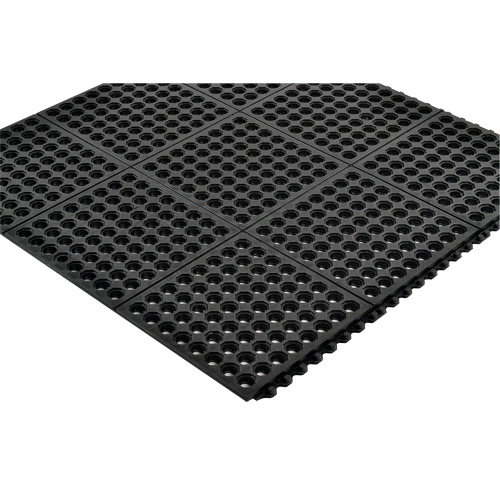 Tapis antifatigue &agrave; imbrication Cushion-Ease 550, &agrave; fentes, 3' x 3' x 3/4", Noir, Caoutchouc Solutions industrielles ALPHA