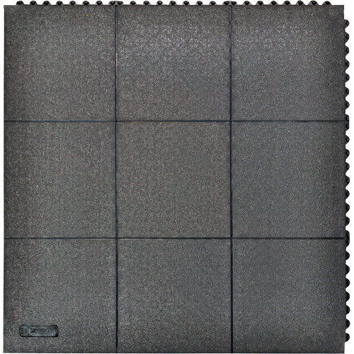 Tapis antifatigue &agrave; imbrication Cushion-Ease, Rugueux, 3' x 3' x 3/4", Noir, Caoutchouc naturel Solutions industrielles ALPHA