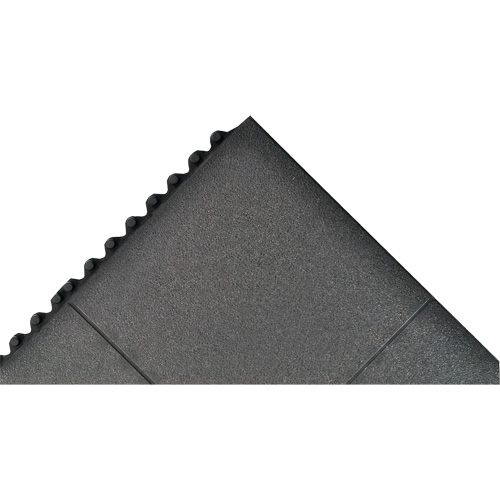 Tapis antifatigue &agrave; imbrication Cushion-Ease, Rugueux, 3' x 3' x 3/4", Noir, Caoutchouc naturel Solutions industrielles ALPHA