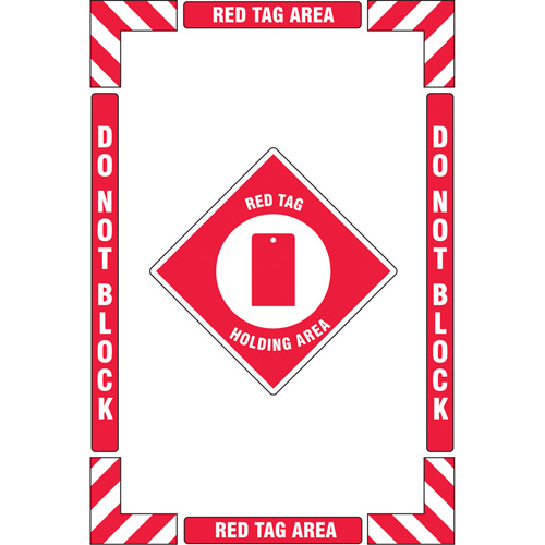 "Red Tag Holding Area" Floor Marking Kit, Adhesive, English with Pictogram Solutions industrielles ALPHA