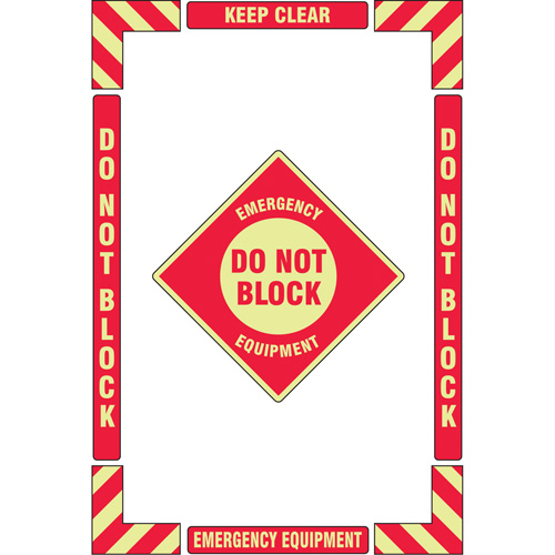 Trousse de marquage du sol ?Emergency Equipment? (&eacute;quipement durgence), Adh&eacute;sif, Anglais avec pictogramme Solutions industrielles ALPHA