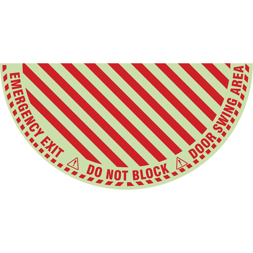 "Emergency Exit" Half Circle Swing Door Floor Sign, Adhesive, English with Pictogram Solutions industrielles ALPHA