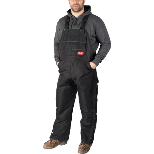 Salopette GridIron de longueur standard avec fermeture &agrave; glissi&egrave;re jusqu'&agrave; la cuisse, Hommes, Grand, Noir Solutions industrielles ALPHA