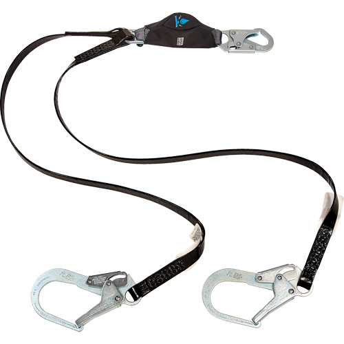 Anti-Corrosion Energy Absorbing Lanyard, 6', Rebar Hook Center, Snap Hook Leg Ends, Polyester Solutions industrielles ALPHA