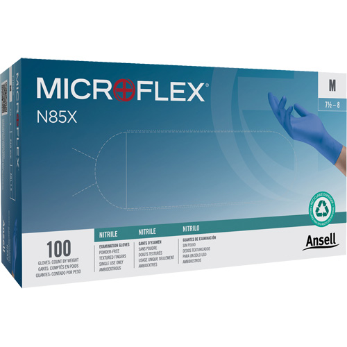 Gants Microflex N85, T-petit, Nitrile, 3,5 mils, Sans poudre, Bleu, Classe 2 Solutions industrielles ALPHA