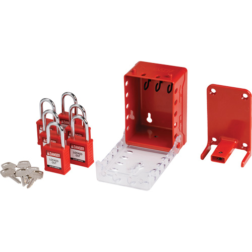 Ultra Compact Group Lockout Box with Nylon Safety Lockout Padlocks, Red Solutions industrielles ALPHA