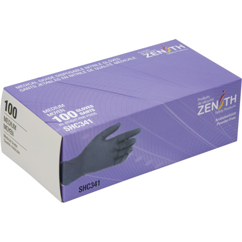 Medical Grade Disposable Gloves, Medium, Nitrile, 6-mil, Powder-Free, Black, Class 2 Solutions industrielles ALPHA