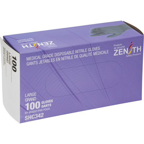 Medical Grade Disposable Gloves, Large, Nitrile, 6-mil, Powder-Free, Black, Class 2 Solutions industrielles ALPHA