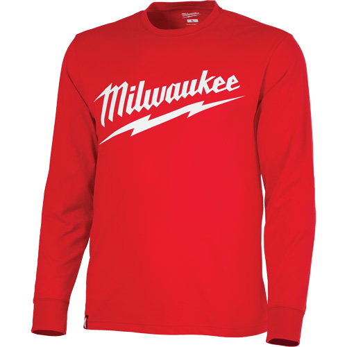 Chandail &agrave; manches longues tr&egrave;s r&eacute;sistant avec logo Milwaukee, Hommes, Petit, Rouge Solutions industrielles ALPHA