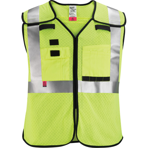 Gilet de s&eacute;curit&eacute; &agrave; maille d&eacute;tachable, Noir/Jaune lime haute visibilit&eacute;, Moyen/Petit Solutions industrielles ALPHA