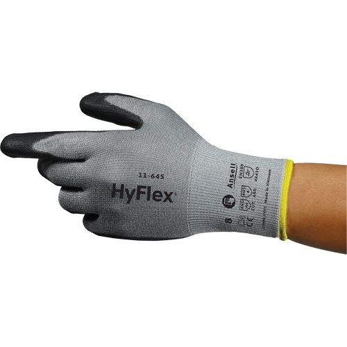Gants anti-coupures HyFlex 11-645, Taille 5, Calibre 13, Rev&ecirc;tement Polyur&eacute;thane, Enveloppe en Intercept, ASTM ANSI niveau A4/EN 388 niveau D Solutions industrielles ALPHA