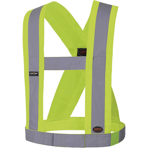 5492 4" Wide Adjustable Safety Sash, Meets/Exceeds CSA Z96 Class 2 - Level 2, High Visibility Lime-Yellow, Silver Reflective Colour, One Size Solutions industrielles ALPHA