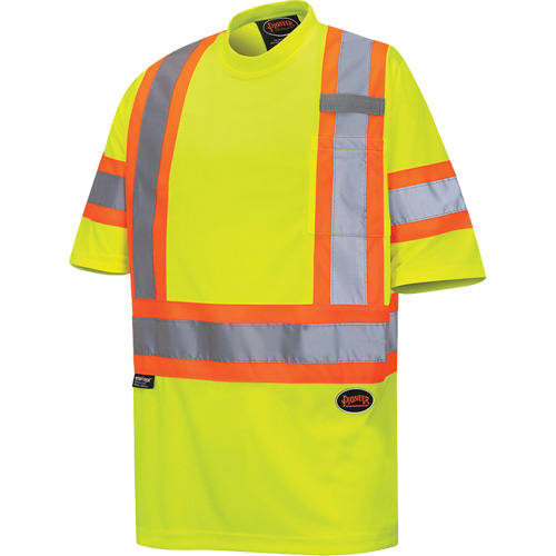 6971 Bird's-Eye Safety T-Shirt, Polyester, X-Small, High Visibility Lime-Yellow Solutions industrielles ALPHA