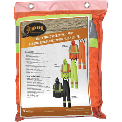 5598 Combinaison de pluie imperm&eacute;able et l&eacute;g&egrave;re, Polyester/PVC, Petit, Orange haute visibilit&eacute; Solutions industrielles ALPHA