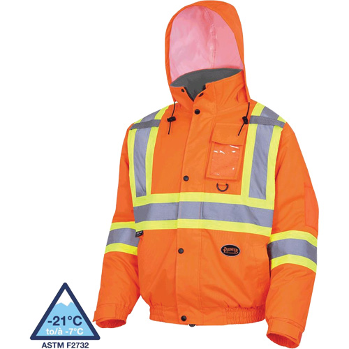 5032 Waterproof Winter Quilted Safety Bomber Jacket, Polyester, High Visibility Orange, Small Solutions industrielles ALPHA