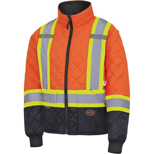 5015 Quilted Freezer Jacket, Polyester, Black/High Visibility Orange, X-Small Solutions industrielles ALPHA