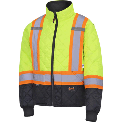 5016 Manteau matelass&eacute; pour cong&eacute;lateur, Polyester, Noir/Jaune lime haute visibilit&eacute;, T-petit Solutions industrielles ALPHA