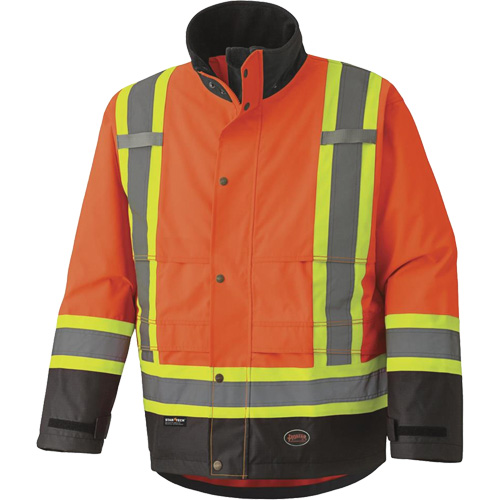 5400 300D Trilobal Ripstop Waterproof Safety Jacket, Polyester, Black/High Visibility Orange, 2X-Large Solutions industrielles ALPHA