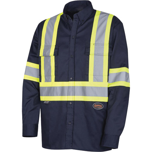 4414 Button-Down Work Shirt, Poly-Cotton, Small, Navy Blue Solutions industrielles ALPHA