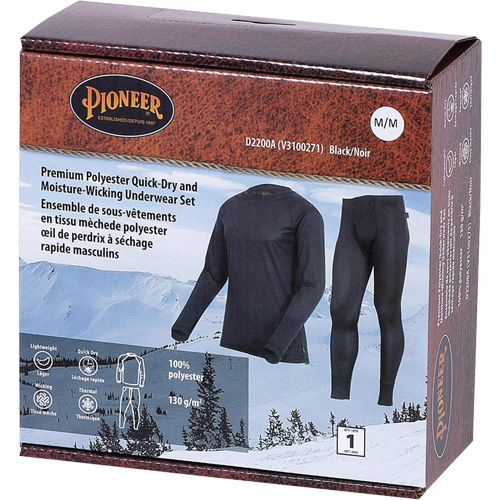 D2200A Ensemble de sous-v&ecirc;tements &agrave; s&eacute;chage rapide et &eacute;vacuation de l'humidit&eacute; de premi&egrave;re qualit&eacute;, Hommes, T-petit, Noir Solutions industrielles ALPHA