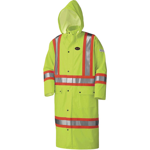 5897 Flame Resistant Waterproof Long Coat, Large, High Visibility Lime-Yellow Solutions industrielles ALPHA