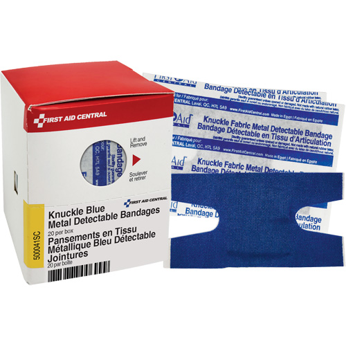 Knuckle Blue Detectable Bandages, Knuckle, Fabric Metal Detectable, Sterile Solutions industrielles ALPHA