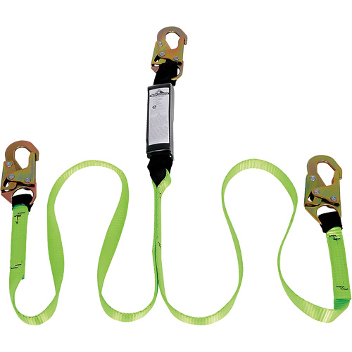 SA-54000-4 Shock Absorbing Lanyard, 4', Snap Hook Center, Snap Hook Leg Ends, Polyester Solutions industrielles ALPHA