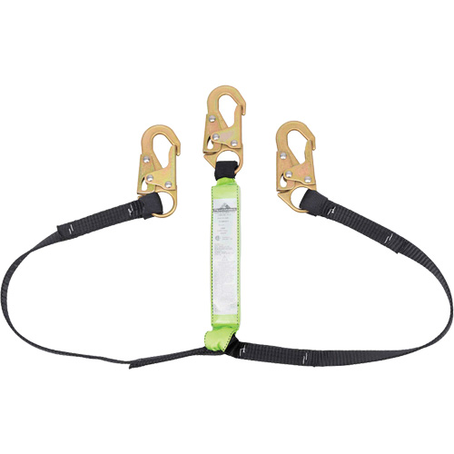 SA-64000-6 Shock Absorbing Lanyard, 6', Snap Hook Center, Snap Hook Leg Ends, Polyester Solutions industrielles ALPHA