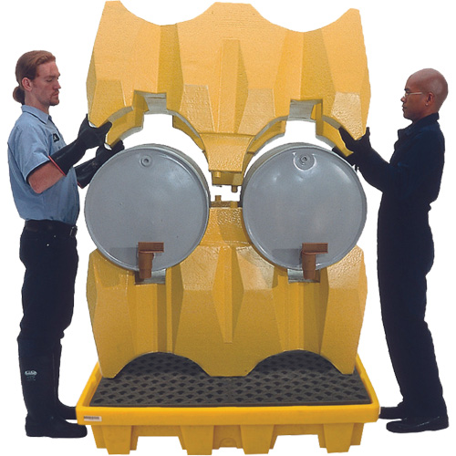 Ultra-Drum Rack 4-Drum Containment System without Drain, 53" L x 53" W x 77.8" H, 3000 US gal. Capacity Solutions industrielles ALPHA