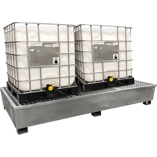 Steel Ultra-Twin IBC Spill Pallet&reg;, 370 US gal. Spill Capacity, 103.8" x 26.8" x 51.1" Solutions industrielles ALPHA