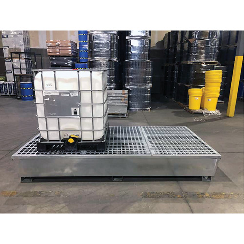 Steel Ultra-Twin IBC Spill Pallet&reg;, 370 US gal. Spill Capacity, 103.8" x 26.8" x 51.1" Solutions industrielles ALPHA