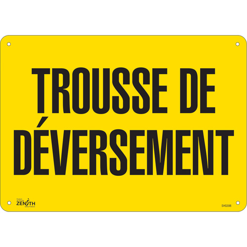 "Trousse de d&eacute;versement" Sign, 10" x 14", Plastic, French Solutions industrielles ALPHA