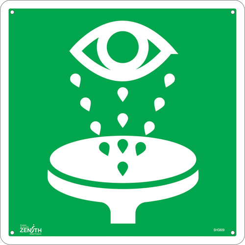 Enseigne de s&eacute;curit&eacute; conforme &agrave; la CSA - Eye Wash, 12" x 12", Aluminium, Pictogramme Solutions industrielles ALPHA