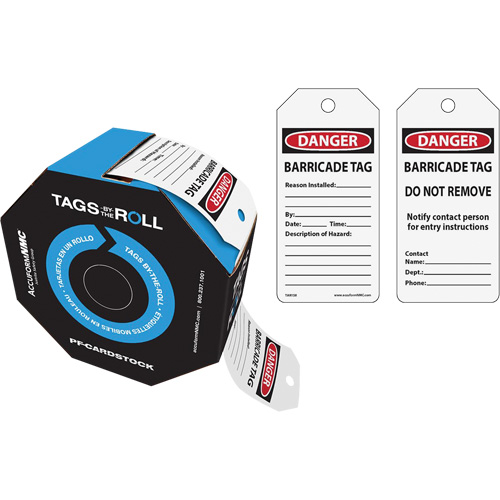 Danger Barricade Tags, Cardstock, 3" W x 6-1/4" H, English Solutions industrielles ALPHA