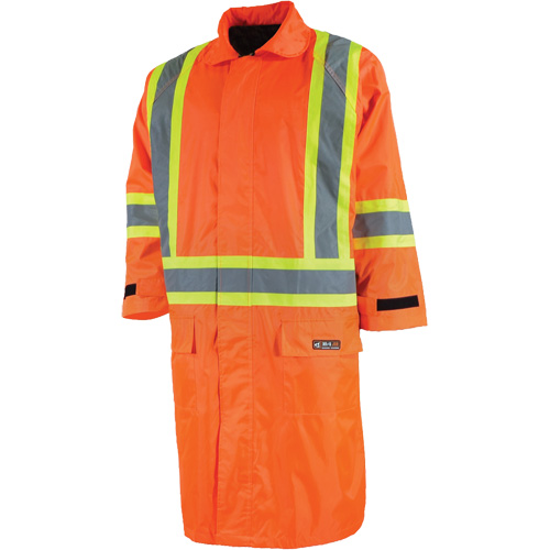 Imperm&eacute;able long avec capuchon amovible, Nylon/PVC, Petit, Orange haute visibilit&eacute; Solutions industrielles ALPHA