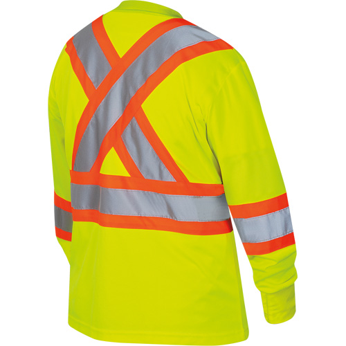 6969 Women's Bird's-Eye Long-Sleeved Safety Shirt, Polyester, X-Small, High Visibility Lime-Yellow Solutions industrielles ALPHA