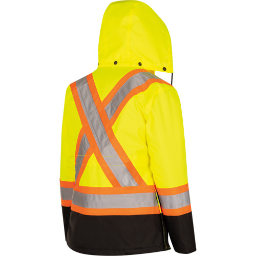 5021BBW Manteau 7 en 1 imperm&eacute;able pour femmes avec capuchon, Polyester/Polyur&eacute;thane, Jaune lime haute visibilit&eacute;, T-petit Solutions industrielles ALPHA