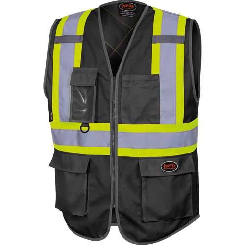 6959BK Tricot High-Visibility Safety Vest with Zipper Closure, Black, X-Small, Polyester Solutions industrielles ALPHA