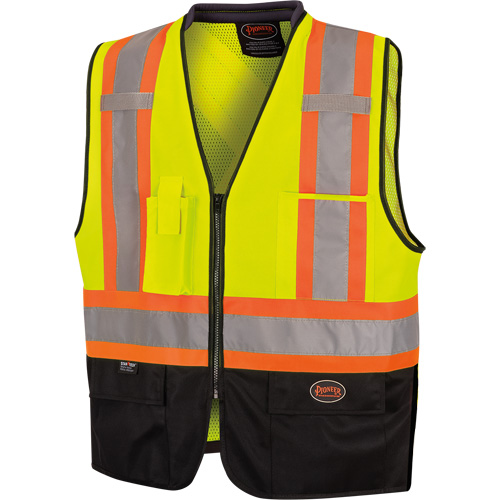 6895 Veste de s&eacute;curit&eacute; haute visibilit&eacute; bicolore avec fermeture &agrave; glissi&egrave;re sur tout le devant, Noir/Jaune lime haute visibilit&eacute;, 2T-Grand/3T-Grand, Polyester Solutions industrielles ALPHA