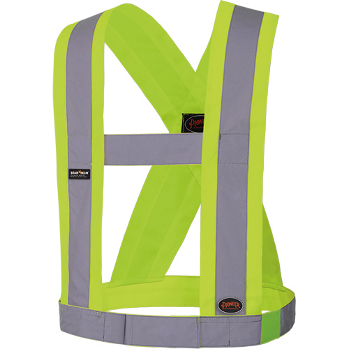 5493 Bretelles ajustables de s&eacute;curit&eacute; haute visibilit&eacute; de 4" de largeur, R&eacute;pond ou surpasse la norme CSA Z96 classe 2 - niveau 2, Jaune lime haute visibilit&eacute;, Couleur r&eacute;fl&eacute;chissante Argent, Taille uniq Solutions industrielles ALPHA