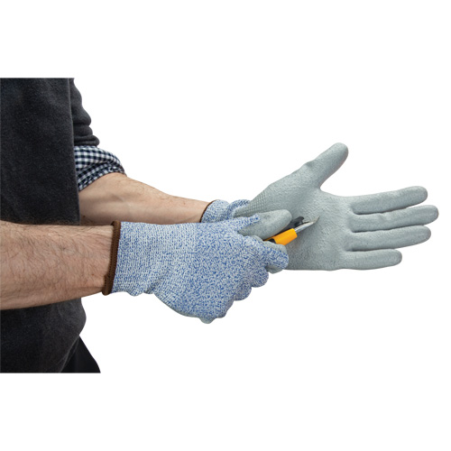 Eco-Friendly Stretch Cut-Resistant Gloves, Size 8, 13 Gauge, Polyurethane Coated, HPPE/RPET Shell, ASTM ANSI Level A2 Solutions industrielles ALPHA