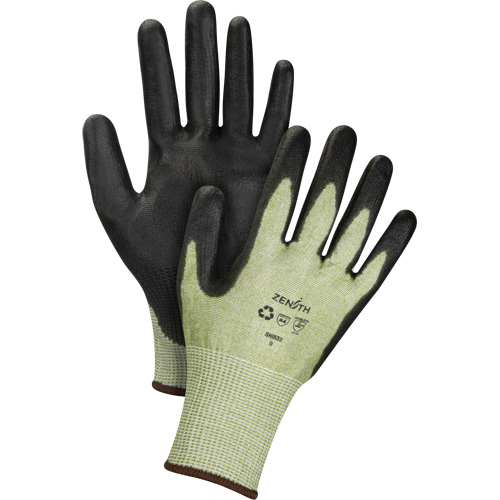 Eco-Friendly Seamless Cut-Resistant Gloves, Size 10, 13 Gauge, Polyurethane Coated, HPPE/RPET Shell, ASTM ANSI Level A4 Solutions industrielles ALPHA
