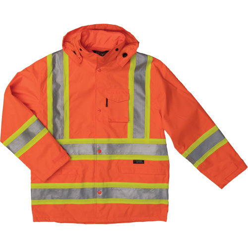Manteau de s&eacute;curit&eacute; imperm&eacute;able en tissu ind&eacute;chirable Ripstop, Polyester, T-Grand, Orange haute visibilit&eacute; Solutions industrielles ALPHA