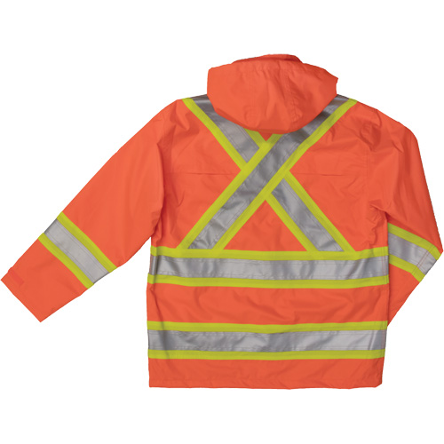 Manteau de s&eacute;curit&eacute; imperm&eacute;able en tissu ind&eacute;chirable Ripstop, Polyester, T-Grand, Orange haute visibilit&eacute; Solutions industrielles ALPHA