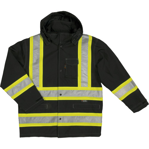 Manteau de s&eacute;curit&eacute; imperm&eacute;able en tissu ind&eacute;chirable Ripstop, Polyester, 4T-Grand, Noir Solutions industrielles ALPHA